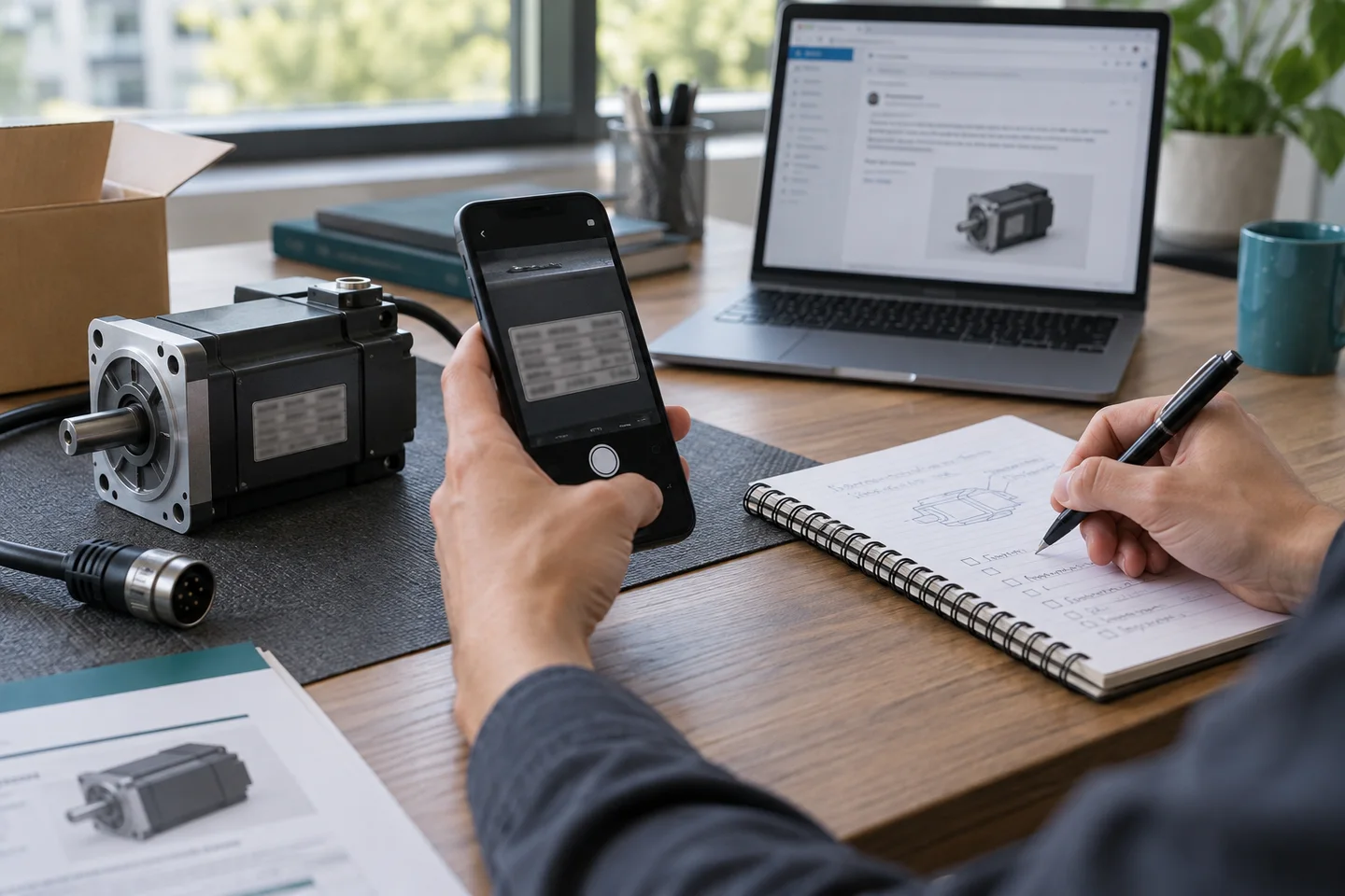 Illustration of product photos and order details being reviewed for after-sales support